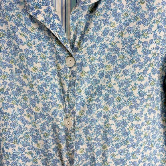 IZOD Cotton Pajama Shirt Womens Size L Blue Floral - Picture 8 of 9
